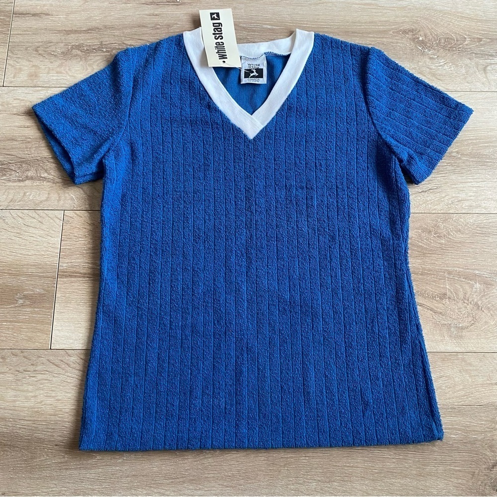 NWT Vintage White Stag T-shirt towel like material V neck small Canada